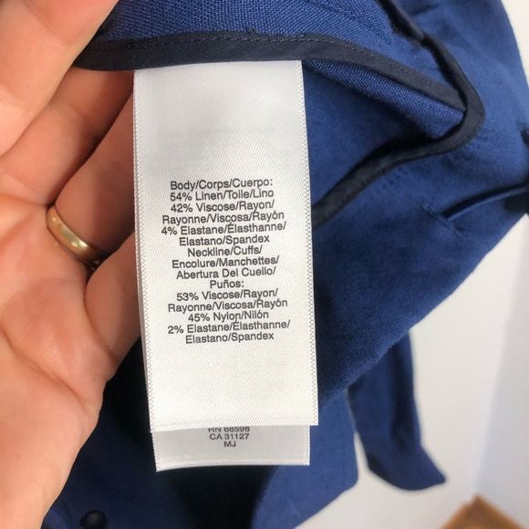 DKNY $398 Blue Linen Drawstring Bomber Jacket 1469 - Picture 8 of 10